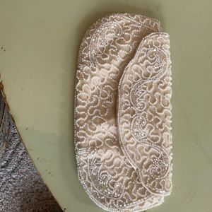 Vintage Cream with Pearls Purse